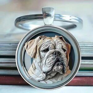 Stainless Steel BULLDOG Keyring Keychain Accessory